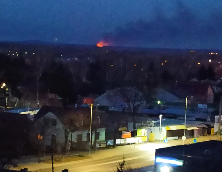Strażacy gasili pożar pod Bełchatowem. Łunę było widać z wieżowców w centrum miasta - Zdjęcie główne