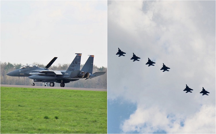 Myśliwce trenują ''walki powietrzne'' w okolicach Bełchatowa. Kilkadziesiąt samolotów z USA na ćwiczeniach [FOTO] - Zdjęcie główne