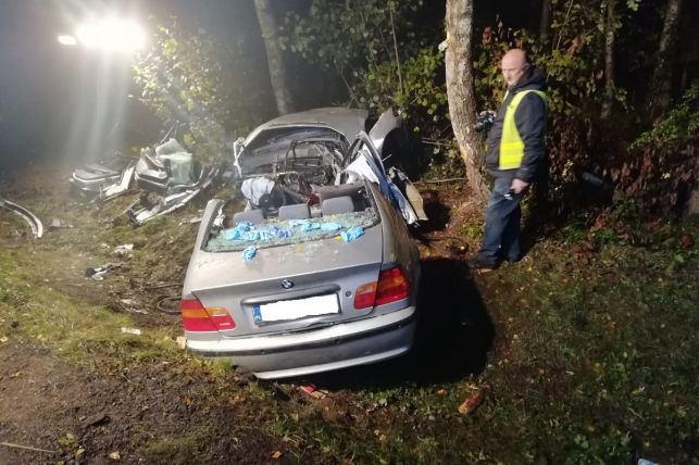 BMW uderzyło w drzewo. Nie żyje 22-letni kierowca - Zdjęcie główne
