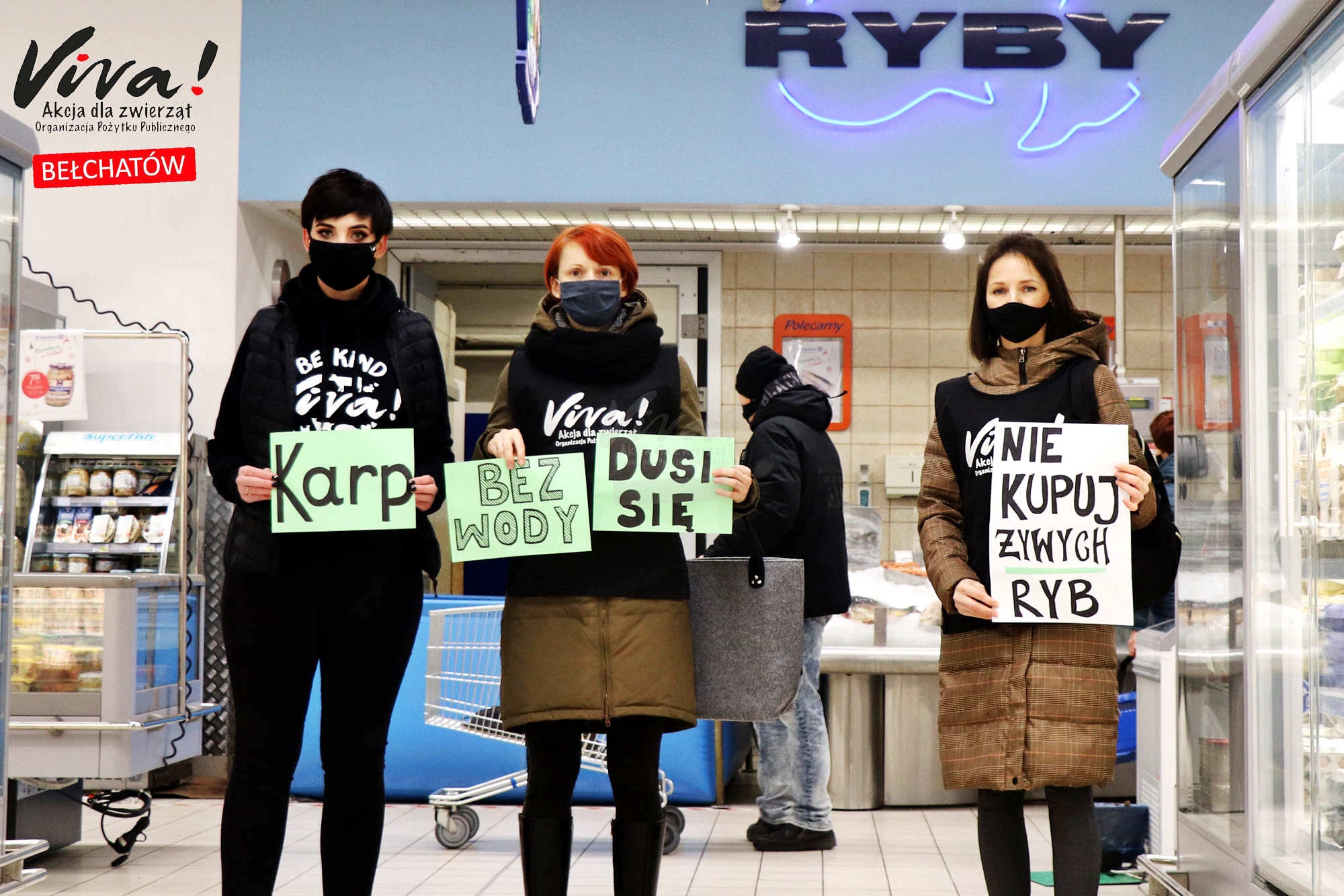 Protestowali w bełchatowskim markecie. Chodziło o... karpia na święta [FOTO] - Zdjęcie główne