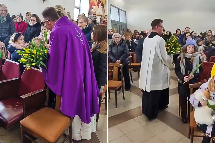 Nietypowe zakończenie mszy w bełchatowskiej parafii. Księża chwycili za kwiaty i… [VIDEO] - Zdjęcie główne