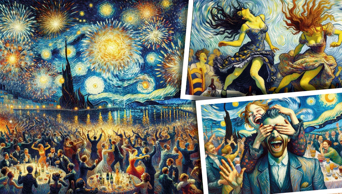 Sztuczna inteligencja namalowała "sylwestra marzeń" pędzlem van Gogha [GALERIA] - Zdjęcie główne