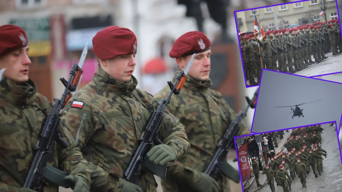 Żołnierze w centrum, nad ich głowami śmigłowiec. Wielkie wojskowe święto w Kutnie [ZDJĘCIA] - Zdjęcie główne