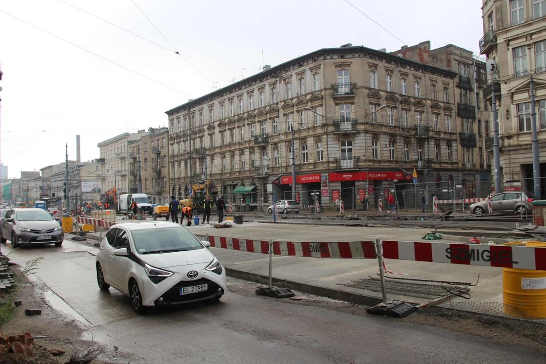 Przebudowa skrzyżowania ulic Zachodniej z Legionów w Łodzi - stan na 21.10.2023 r.