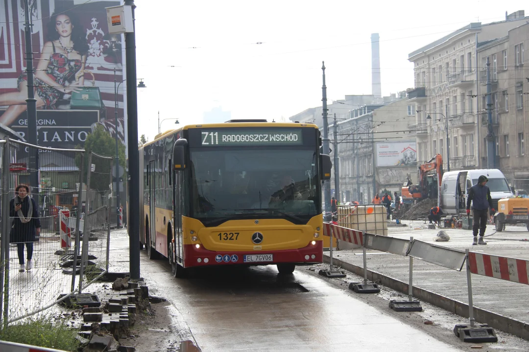 Przebudowa skrzyżowania ulic Zachodniej z Legionów w Łodzi - stan na 21.10.2023 r.