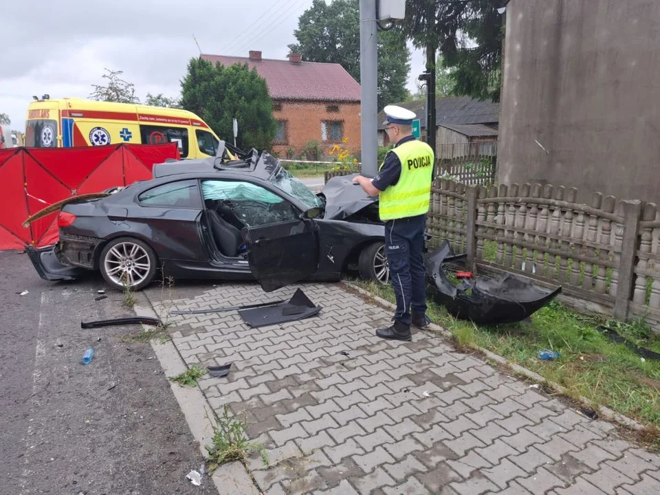 Śmiertelny wypadek w powiecie bełchatowskim. Nie żyje młody kierowca BMW - Zdjęcie główne