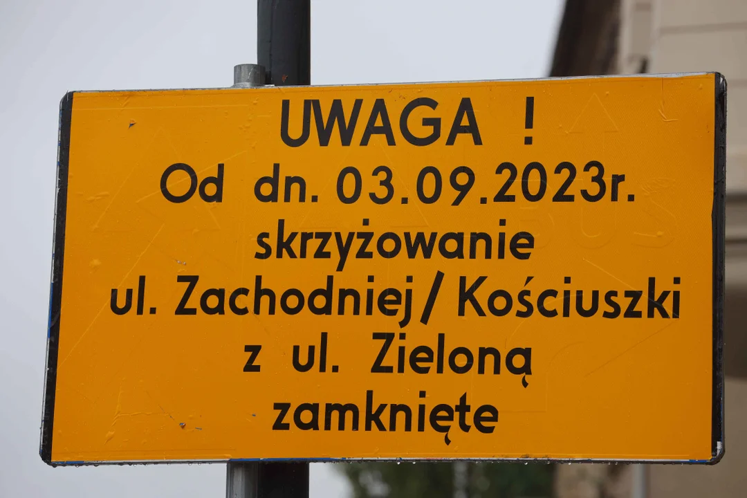 Skrzyżowanie al. Kościuszki i ul. Zielonej do zamknięcia