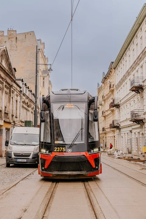 Pierwsze tramwaje na ulicy Legionów w Łodzi