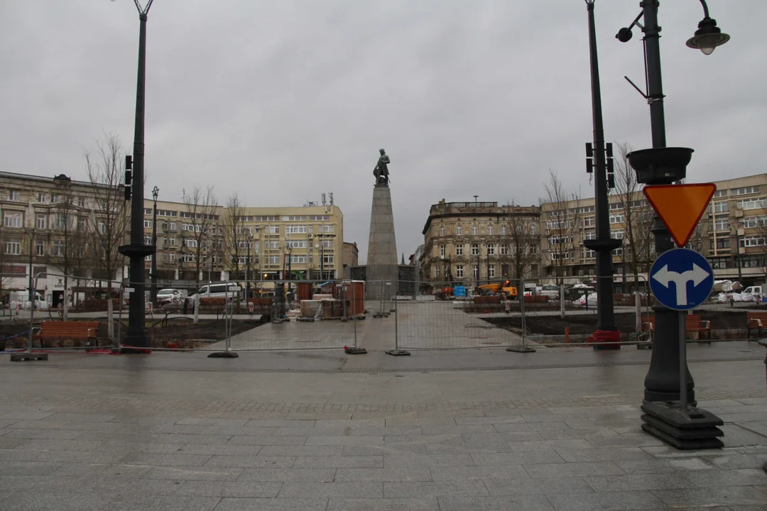 Plac Wolności w Łodzi z lotu ptaka