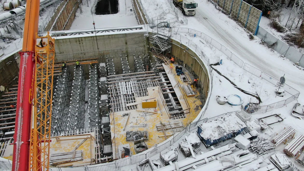 Budowa tunelu kolejowego pod Łodzią - stan na 15 stycznia 2024 r.