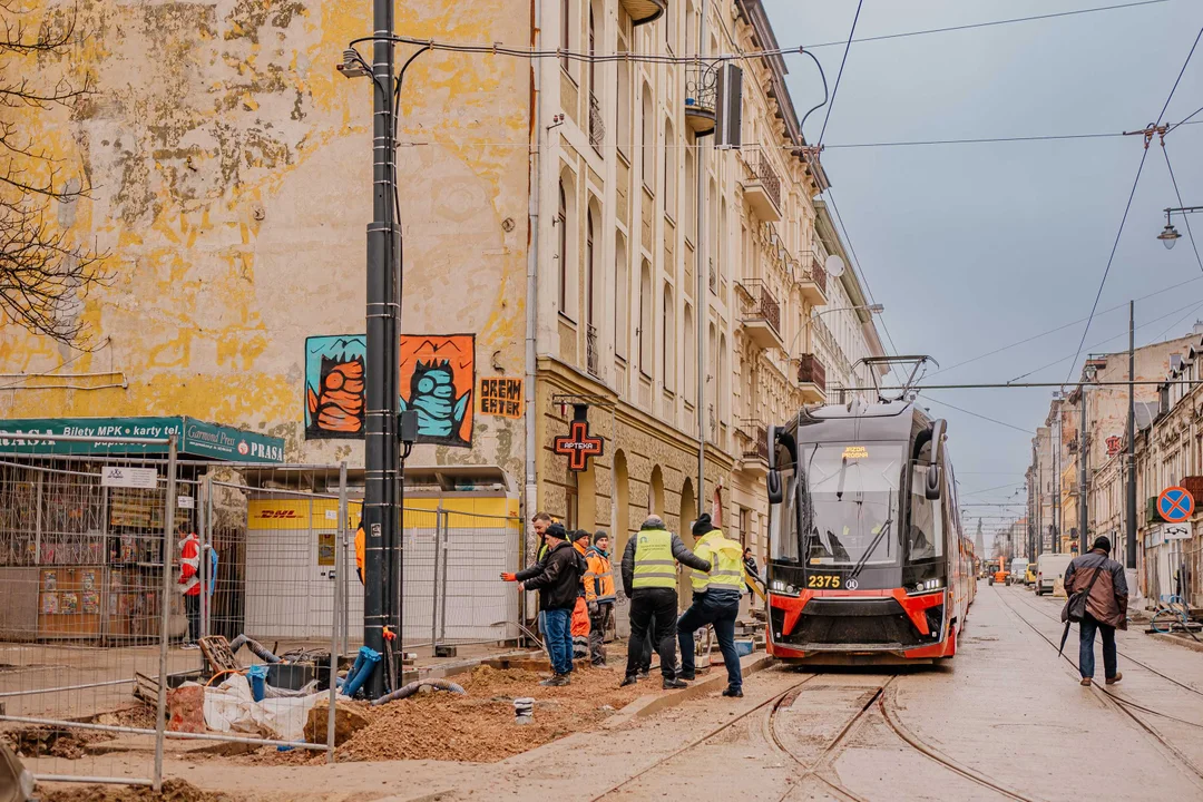 Pierwsze tramwaje na ulicy Legionów w Łodzi