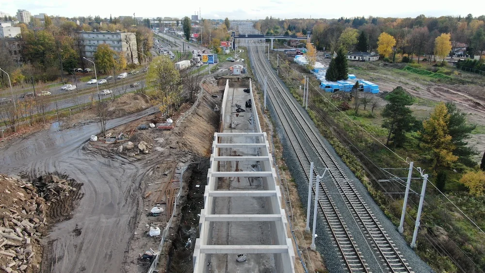 Budowa tunelu kolejowego pod Łodzią - stan na listopad 2023 r.