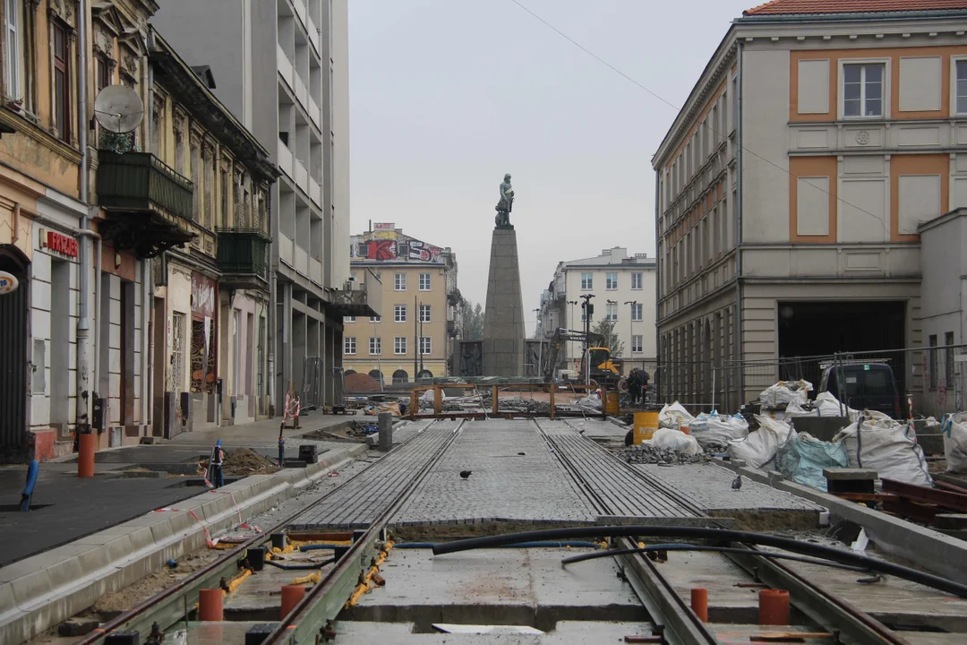 Przebudowa skrzyżowania ulic Zachodniej z Legionów w Łodzi - stan na 21.10.2023 r.