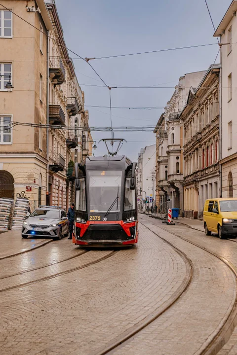 Pierwsze tramwaje na ulicy Legionów w Łodzi