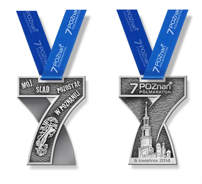 2014 - 7. Poznań Półmaraton - medal ponownie w kształcie liczby odpowiadającej numerowi edycji biegu