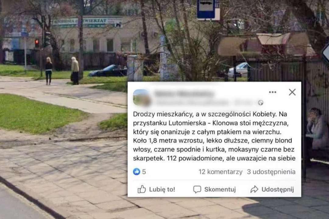 Mężczyzna onanizował się na przystanku autobusowym Lutomierska - Klonowa
