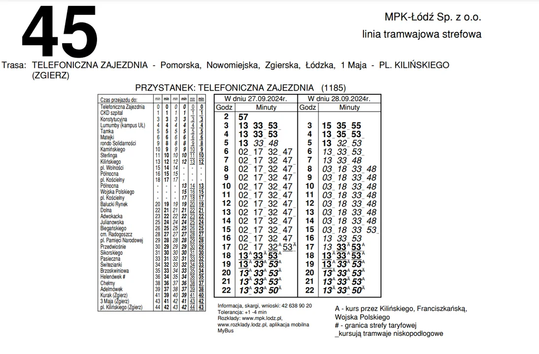 Zmiana trasy linii 45 MPK Łódź