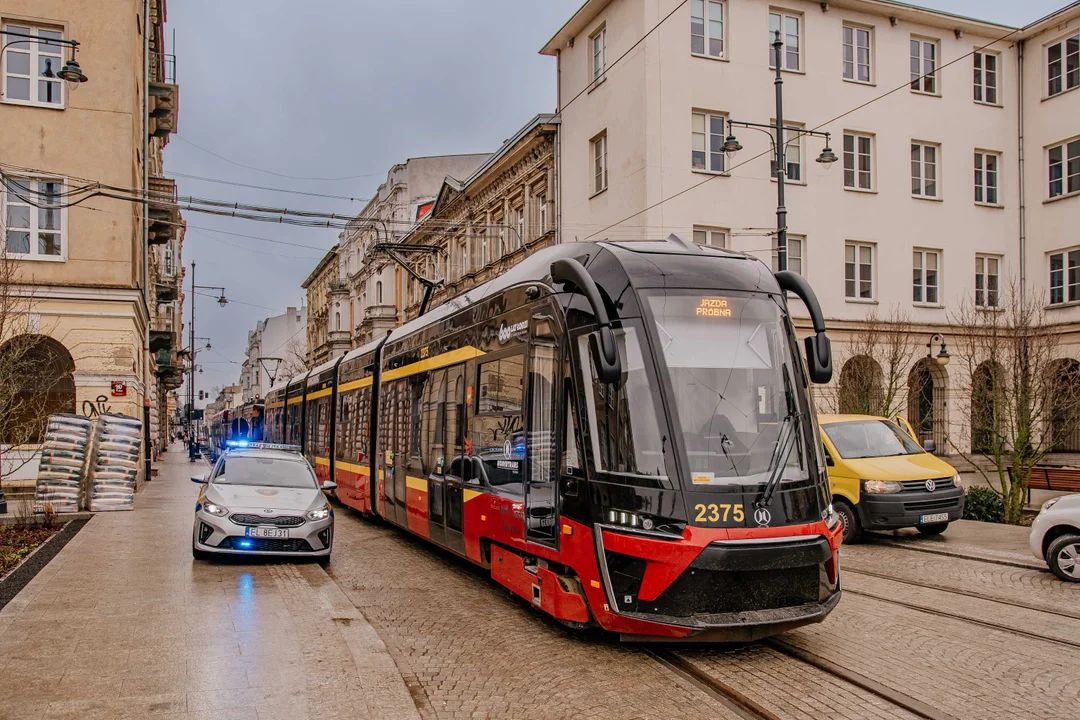 Pierwsze tramwaje na ulicy Legionów w Łodzi