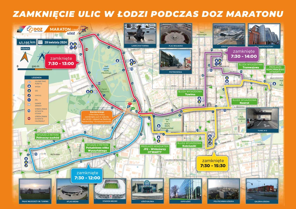 DOZ Maraton 2024 - mapa biegu, utrudnienia w ruchu