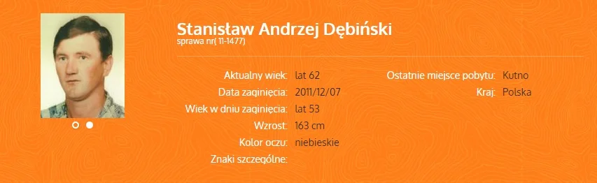 Zaginiony Stanisław Dębiński