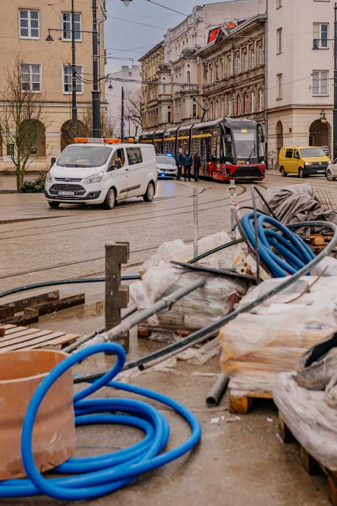 Pierwsze tramwaje na ulicy Legionów w Łodzi