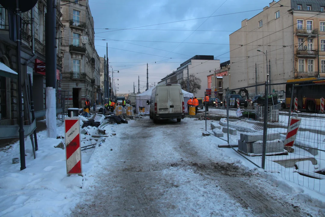 Remont ulicy Legionów w Łodzi - stan na 16.01.2024 r.