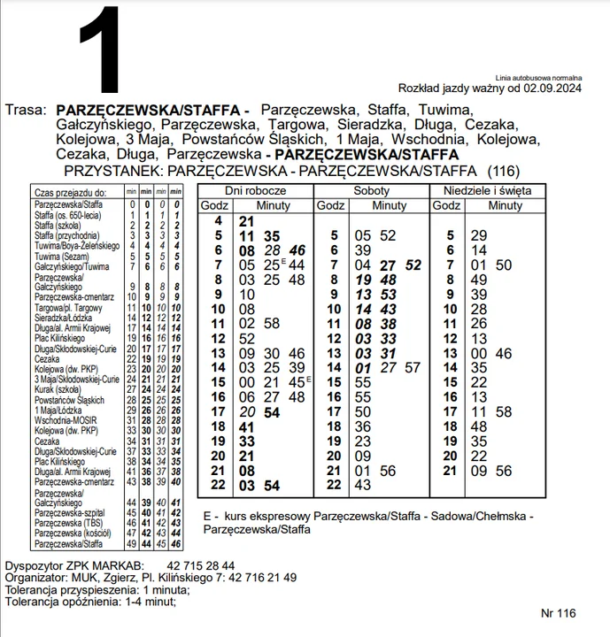 Nowy rozkład jazdy MUK Zgierz