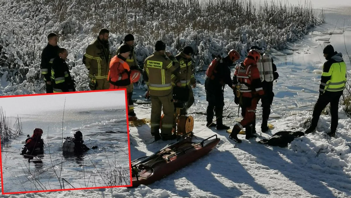 Pod psem załamał się lód. Strażacy robili wszystko, żeby go uratować [ZDJĘCIA] - Zdjęcie główne
