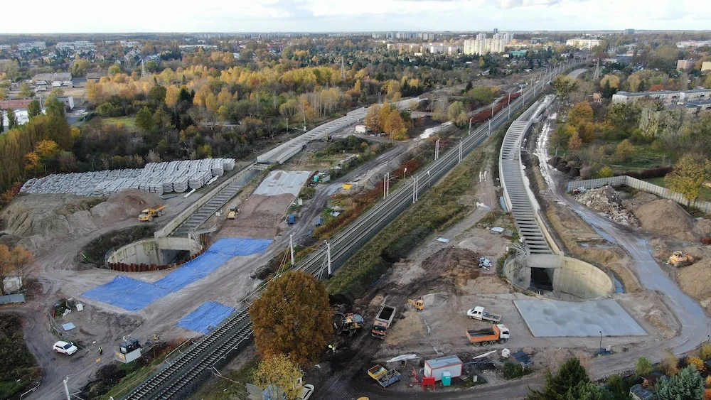 Budowa tunelu kolejowego pod Łodzią - stan na listopad 2023 r.