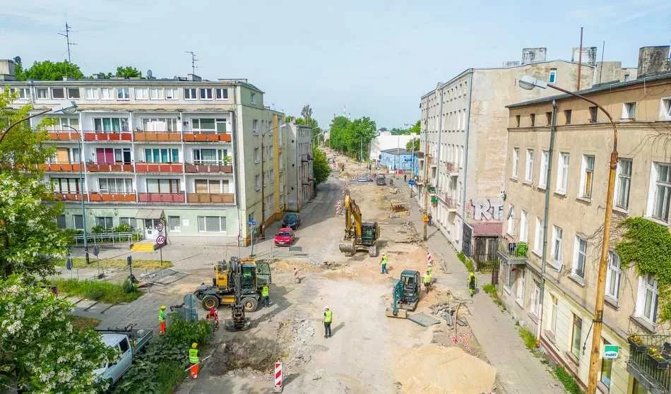 Trwa przebudowa ulicy Przybyszewskiego w Łodzi