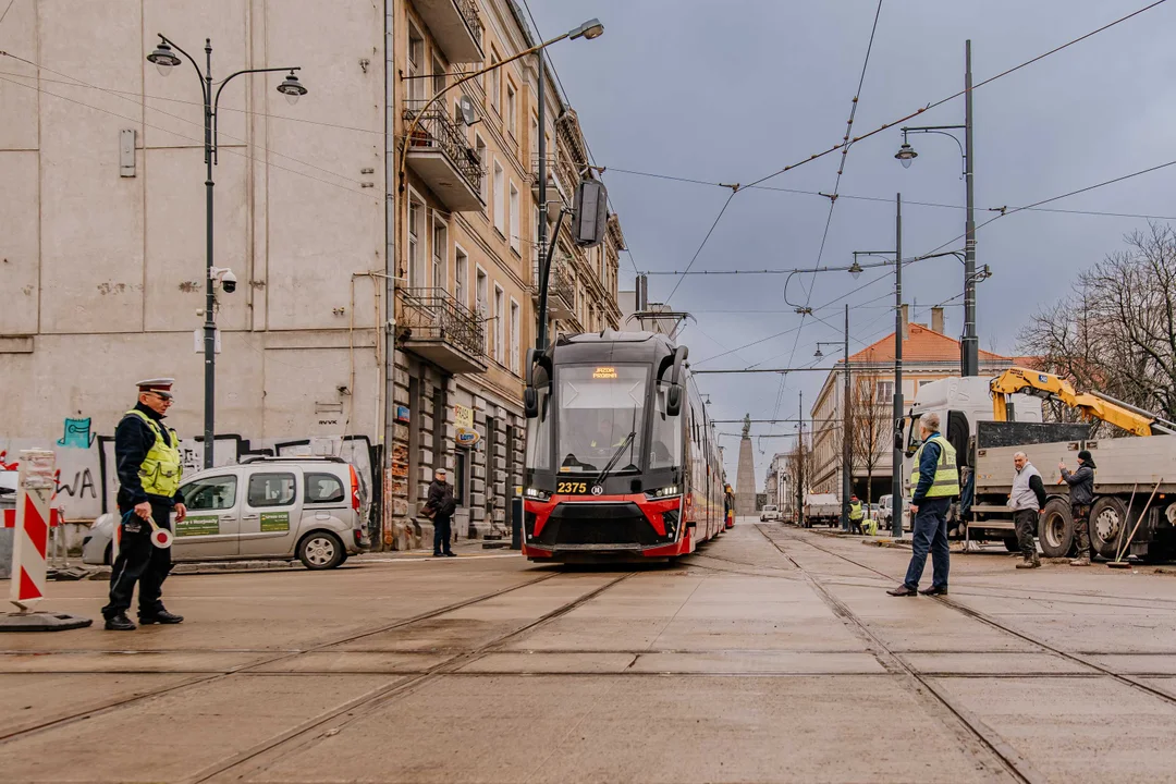 Pierwsze tramwaje na ulicy Legionów w Łodzi