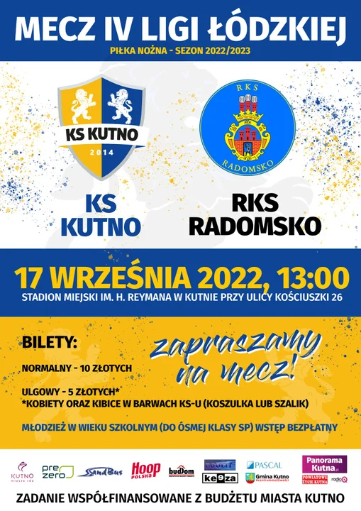 Mecz KS Kutno – RKS Radomsko na stadionie miejskim w Kutnie