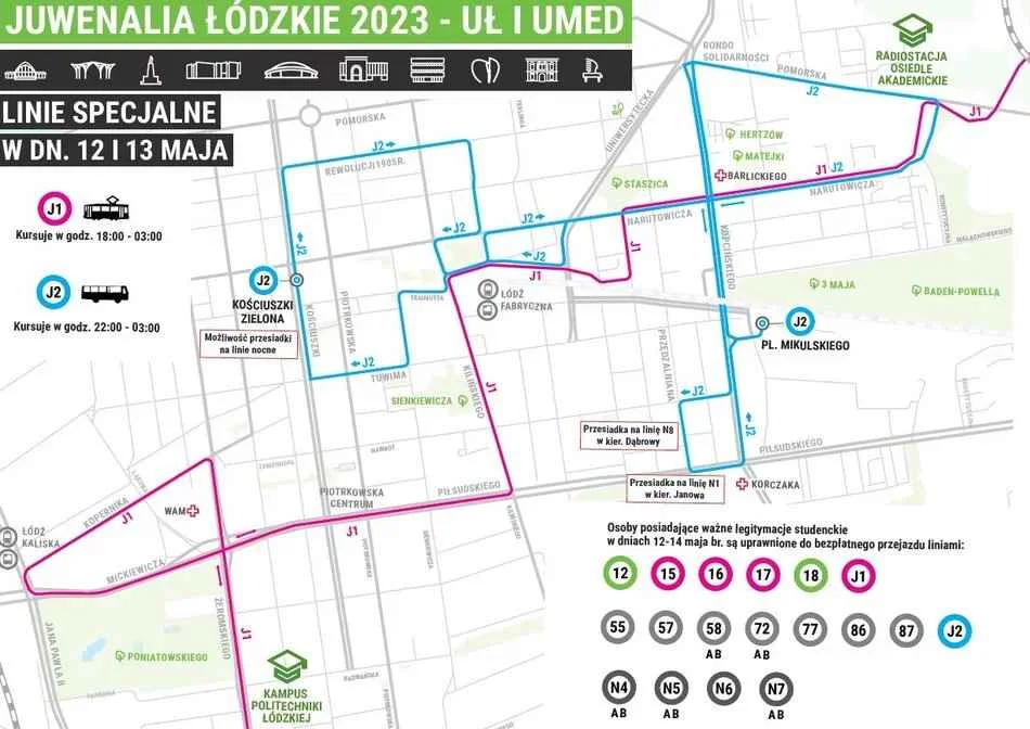 Zmiany w kursowaniu MPK Łódź podczas Juwenaliów 2023