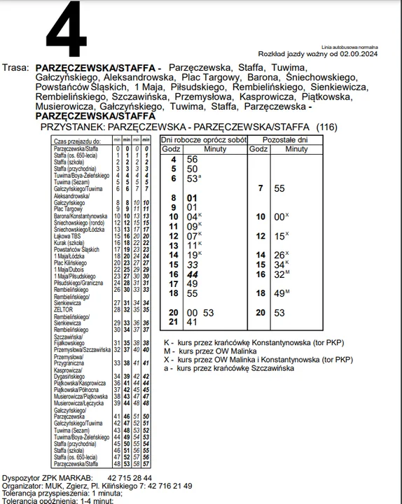 Nowy rozkład jazdy MUK Zgierz