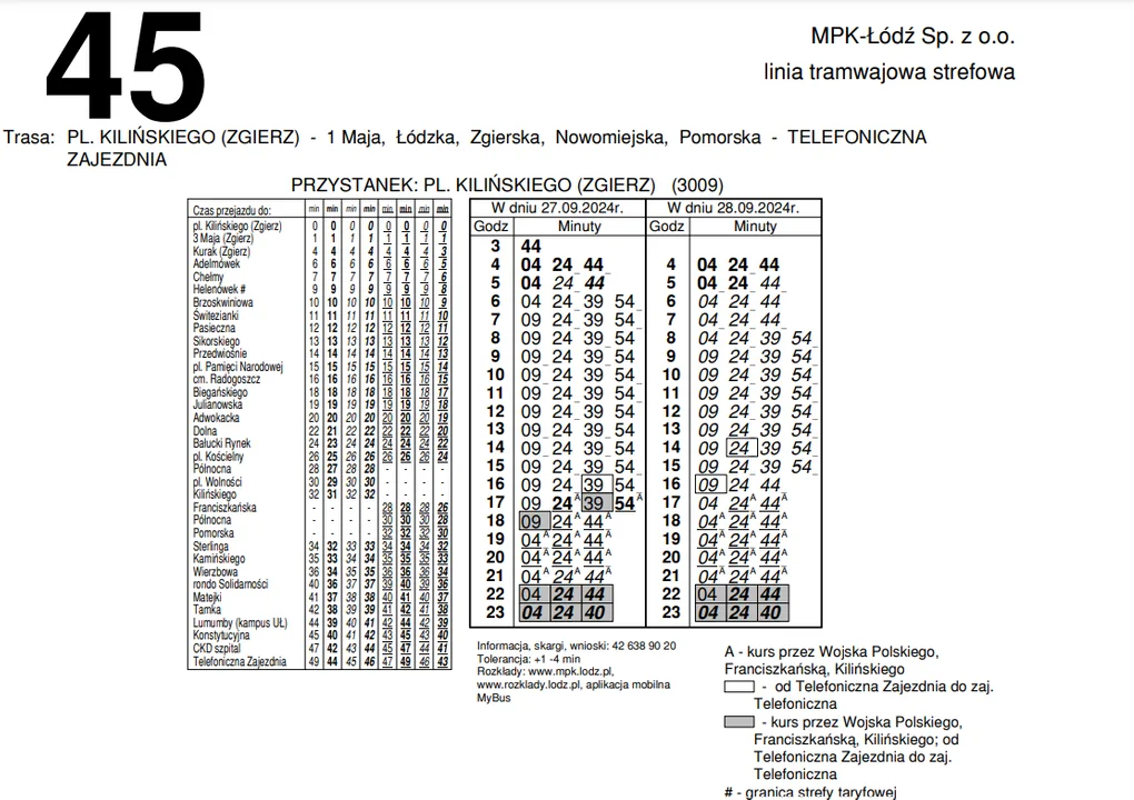 Zmiana trasy linii 45 MPK Łódź