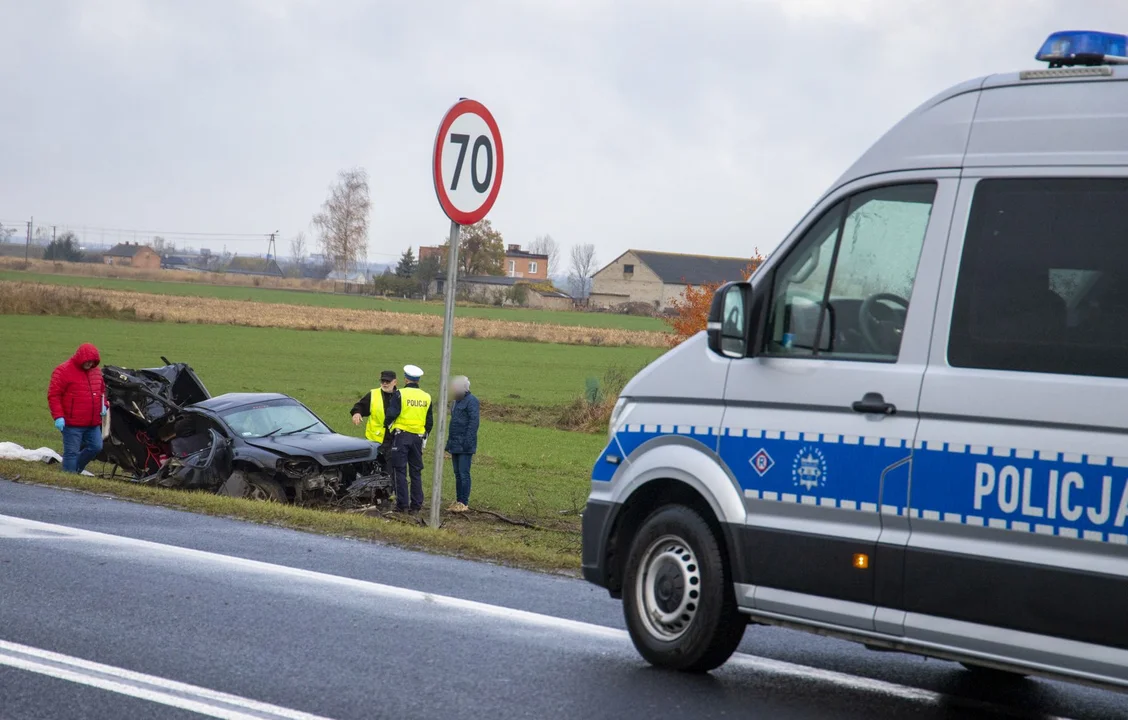 Śmiertelny wypadek na drodze krajowej pod Kutnem [ZDJĘCIA] - Zdjęcie główne