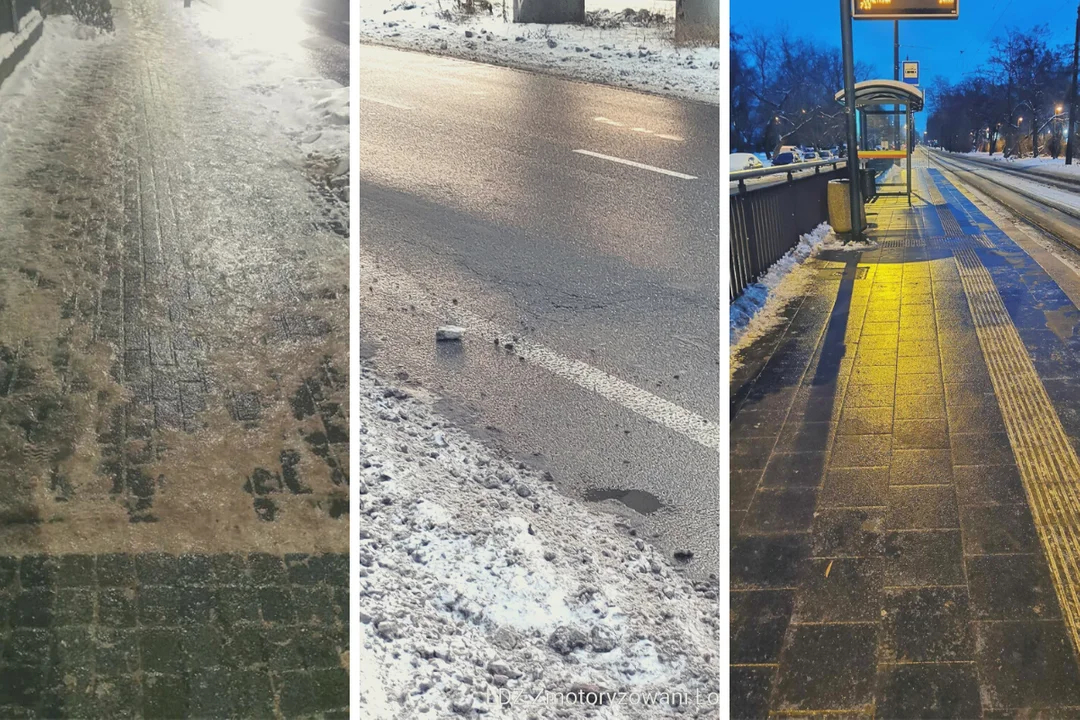 Trudne warunki na ulicach Łodzi, w wielu miejscach oblodzone chodniki. Co robić po bolesnym upadku na chodniku? - Zdjęcie główne