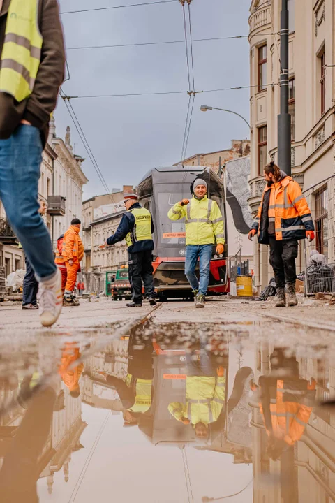 Pierwsze tramwaje na ulicy Legionów w Łodzi