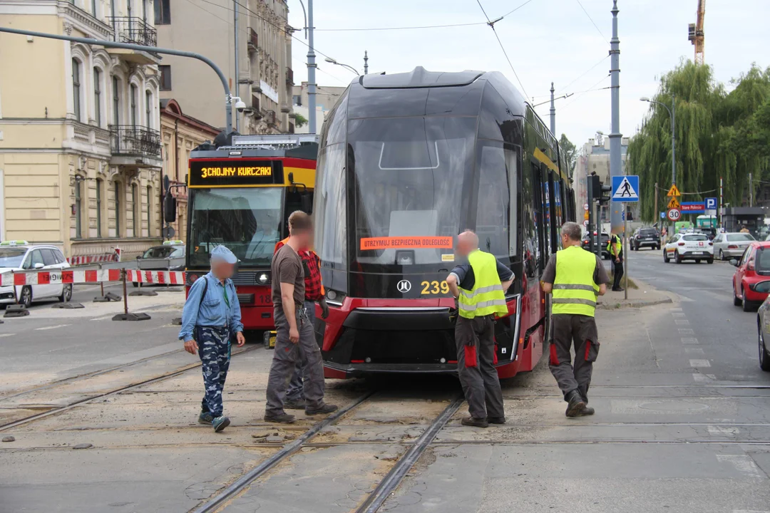 Zatrzymanie ruchu tramwajów na ul. Zachodniej w Łodzi - 12.07.2023