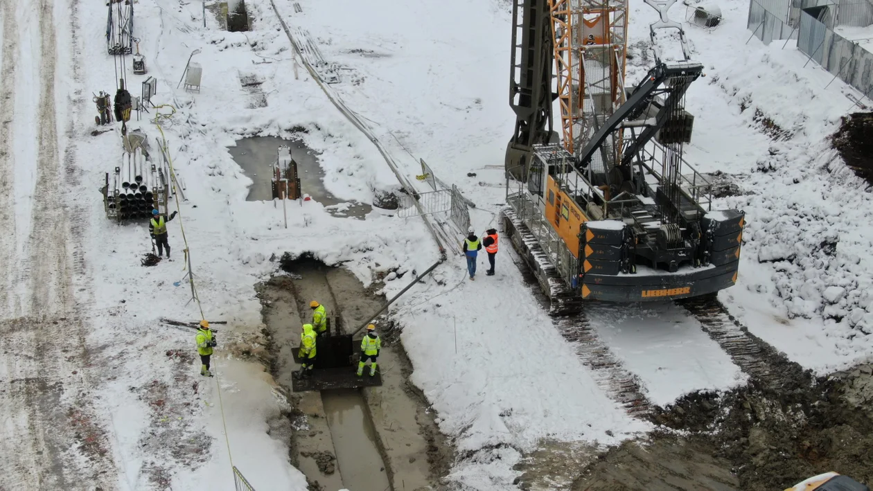 Budowa tunelu kolejowego pod Łodzią - stan na 15 stycznia 2024 r.