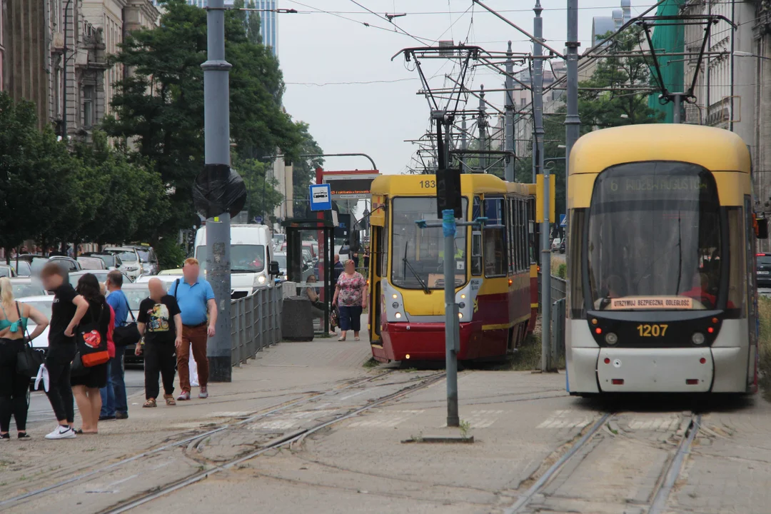Zatrzymanie ruchu tramwajów na ul. Zachodniej w Łodzi - 12.07.2023