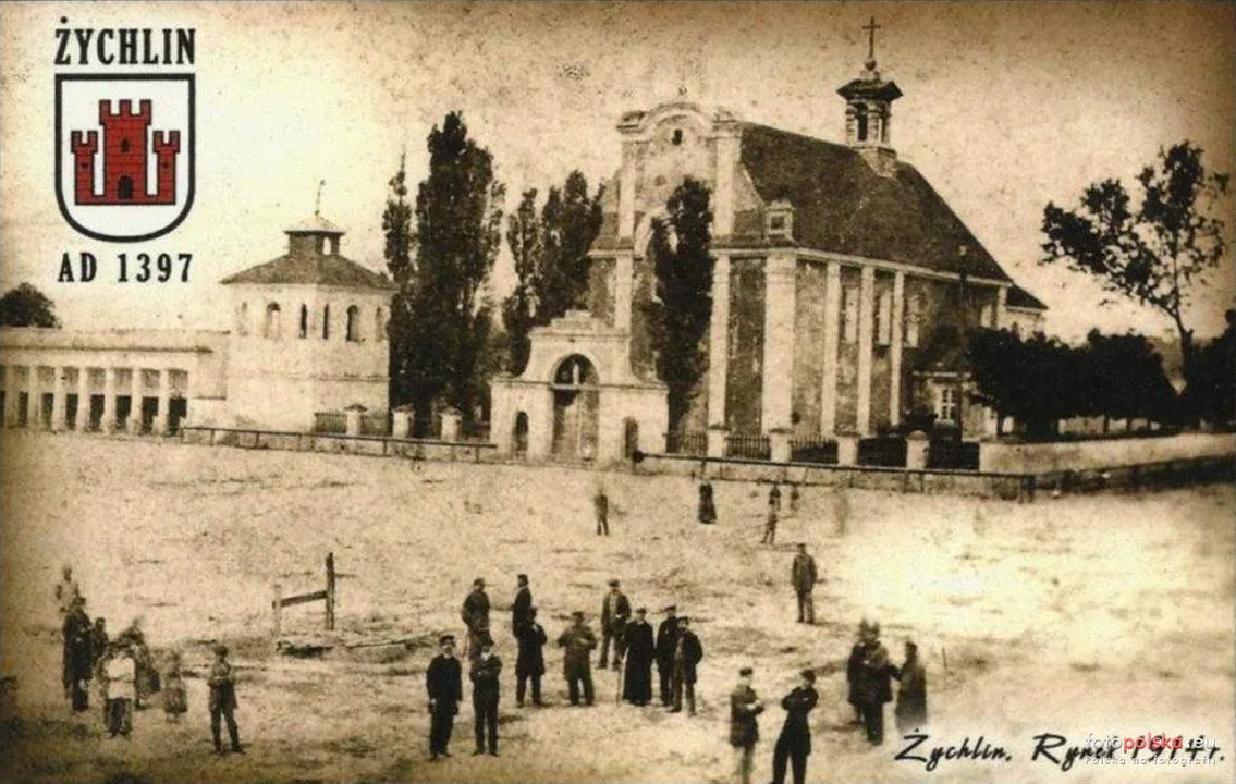 1914, kościół parafialny przy rynku w Żychlinie