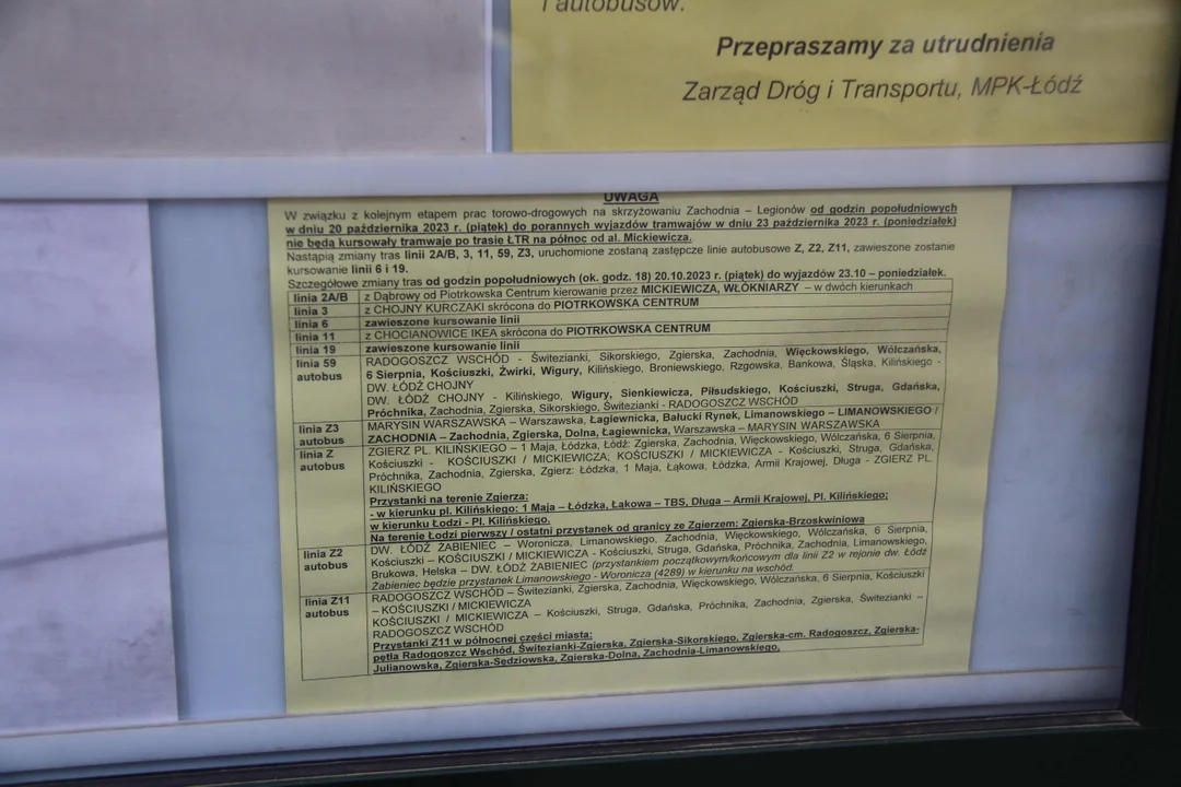 Przebudowa skrzyżowania ulic Zachodniej z Legionów w Łodzi - stan na 21.10.2023 r.