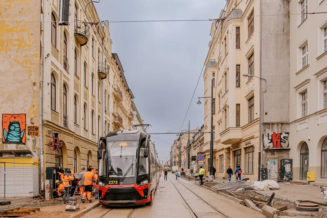 Pierwsze tramwaje na ulicy Legionów w Łodzi