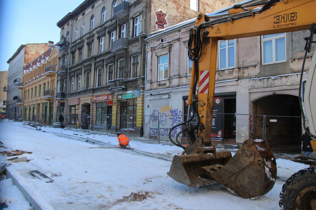 Przebudowa ulicy Legionów w Łodzi - stan na 5.12.2023 r.