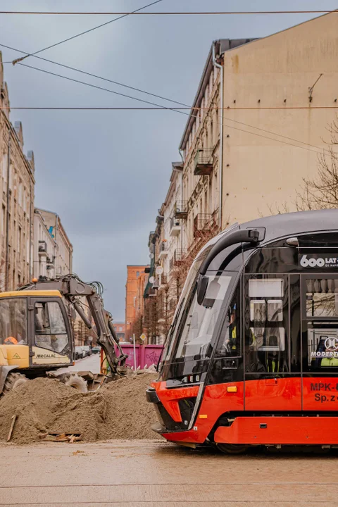 Pierwsze tramwaje na ulicy Legionów w Łodzi