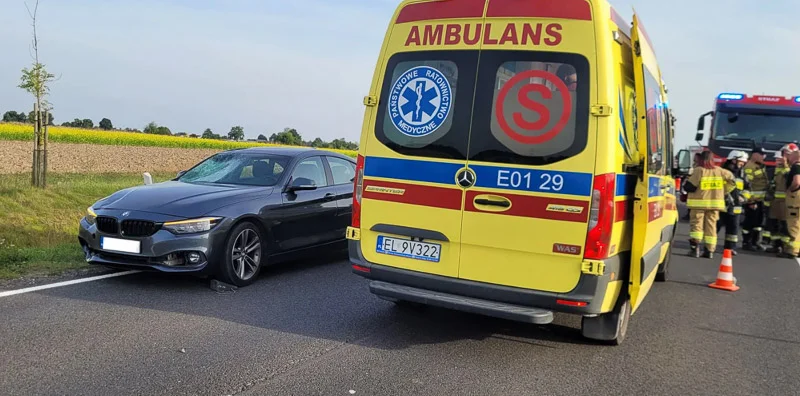 Wypadek - rowerzysta i kierowca BMW Łęczno