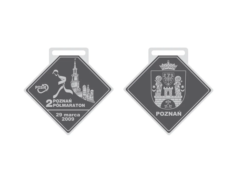 2009 - 2. Poznań Półmaraton - wzór medalu taki sam, jak rok wcześniej. Inna faktura.