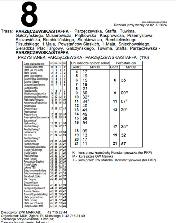 Nowy rozkład jazdy MUK Zgierz