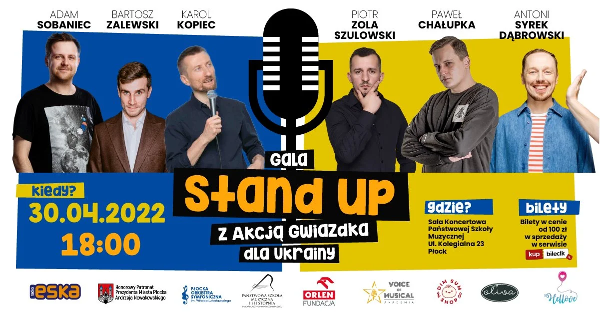 Śmiej się i pomóż Ukrainie. Charytatywna gala z gwiazdami stand-upu w Płocku - Zdjęcie główne